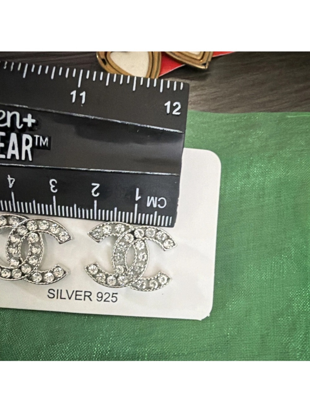 CHANEL Silver Crystal CC Logo Stud Earrings - Clear/Silver - Picture 4 of 6